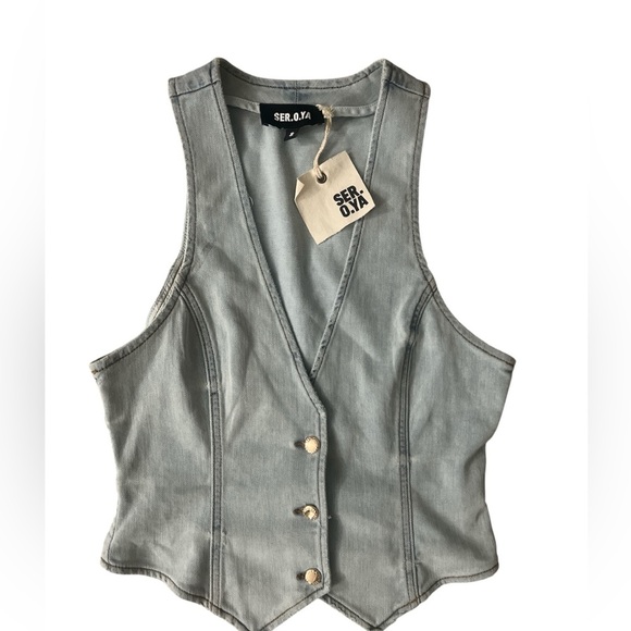 SER.O.YA Denim Corset Vest – NWT – Size S – Retails $228 - Picture 1 of 4